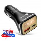 Car Charger 20w Pd Charging Adapter Compatible With Pd+usb Cigarette Lighter Jack Charger black