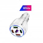 Car Charger 75W 5 Multi Port Car Charger Adapter 3 USB 2 PD Type C Ports Cigarette Lighter For Smartphones Laptops Tablets White