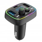 Car Fm Transmitter Bluetooth-compatible Hands-free Calling Lossless Music Player Dual Usb Charger Car Kit black