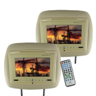 Car Headrest DVD player system with a high quality leather exterior and a super large 7 inch LCD screen for letting passengers in the back seats enjoy   