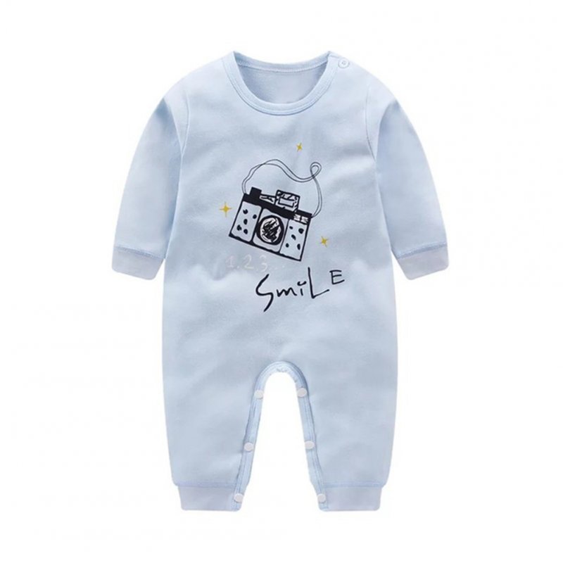 Cartoon Long Sleeve Cotton Jumpsuit for Kids Baby Boys Girls blue camera_66cm