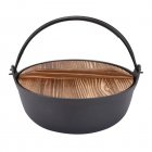 Cast Iron Dutch Oven with Wooden Cover Flat Bottom Design Single Non-coated Pan