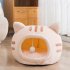 Cat Winter Warm Bed Cat Shape Soft Comfortable Wear resistant Semi Enclosed Cat House Pet Supplies Pink M 40 x 40 x 32