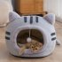 Cat Winter Warm Bed Cat Shape Soft Comfortable Wear resistant Semi Enclosed Cat House Pet Supplies Pink M 40 x 40 x 32