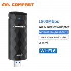 Cf-957ax Wifi6 Wireless Usb Network  Card With Foldable Antenna Usb3.0 Interface 1800mbps High Speed 1800m Receiving Transmitter black