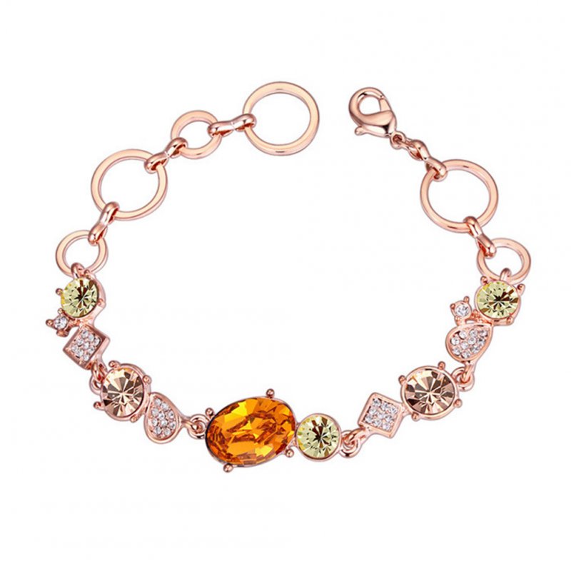 Charming Austria Crystal Bracelet Ethnic Style Hand Ornaments Champagne gold + yellow