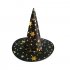 Children Adult Halloween Cosmetic Ball Party Pentagonal Magic Wizard Cap Witch Hat Purple star hat 38 36cm