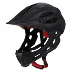 Children Bike Riding 16-Hole Breathable Helmet Detachable Full Face Chin Protection Balance Bicycle Safety Helmet with Rear Light all Black_One size