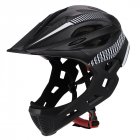 Children Bike Riding 16-Hole Breathable Helmet Detachable Full Face Chin Protection Balance Bicycle <span style='color:#F7840C'>Safety</span> Helmet with Rear Light Black White_One size