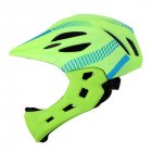 Children Bike Riding 16 Hole Breathable Helmet Detachable Full Face Chin Protection Balance Bicycle Safety Helmet with Rear Light Fluorescent yellow One size