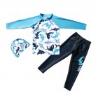 Children Boy Long-sleeved Split Dolphin Pattern Sun Protection Swimsuit Sky blue_XL
