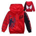 Children Boy Soft Full Cotton Jacket Fashion Spider Print Cardigan Jacket Coat red_120cm