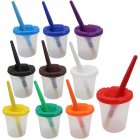 Children Plastic 10-color Pen-washing Cup + 10-color Bristle Graffiti Painting Brush Set HB-10 + 10