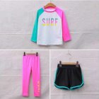 Children Split Swimwear Long Sleeves Sunscreen Quick-drying Swimsuit Set For Boys Girls White Tops 3pcs/Set M