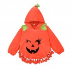 Children  Sweatshirt Halloween Cartoon Funny Pattern Hooded Jacket Pullover Sweater Orange