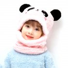 Children's  Hat Coral Fleece Cute Ear Cap With Scarf For  5-9 Years  Old Kids Pink
