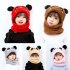Children s  Hat Coral Fleece Cute Ear Cap With Scarf For  5 9 Years  Old Kids Brown