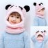 Children s  Hat Coral Fleece Cute Ear Cap With Scarf For  5 9 Years  Old Kids Pink