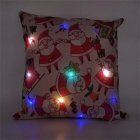 Christmas Cushion Cover with LED Lights Shining Linen Cushion Cover for Sofa Home Decoration(without Pillow Inner)