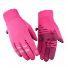 Cold-proof Ski Gloves Anti Slip Winter Reflective Windproof Gloves Cycling Fluff Warm Gloves For Touchscreen Pink_XL