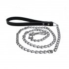 Comfortable Leather Handle Iron Chain Pet Traction Rope Anti-Bite Dog Chain black_thin long