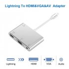 Converter For 8-pin to HDMI VGA AV Jack Audio TV Adapter Cable For iPhone X iPhone 8 7 7 Plus 6 6S For iPad Series Silver