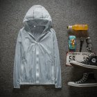 Couple Quick-drying Breathable Anti-UV Wear-resistant Sunscreen Hooded Coat Outdoor Sportswear gray_S