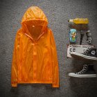 Couple Quick-drying Breathable Anti-UV Wear-resistant Sunscreen Hooded Coat Outdoor Sportswear Orange_XXXL