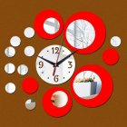 Creative Style Multi-circles Acrylic Round Wall <span style='color:#F7840C'>Clock</span> for Home Wall Decoration DIY Art Silver red