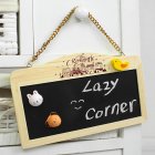 [US Direct] Creative Wood Hanging Chain Magnetic Black White Double Side Rectangle Mini Chalkboard