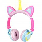 Cute Kids Cat Ear Headphones Wired Adjustable for Boys Girls Tablet Kids Headband <span style='color:#F7840C'>Earphone</span> Foldable Over On Ear Game Headset Yellow pink