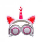 Cute Kids Cat Ear <span style='color:#F7840C'>Headphones</span> Wired Adjustable for Boys Girls Tablet Kids Headband Earphone Foldable Over On Ear Game Headset White pink