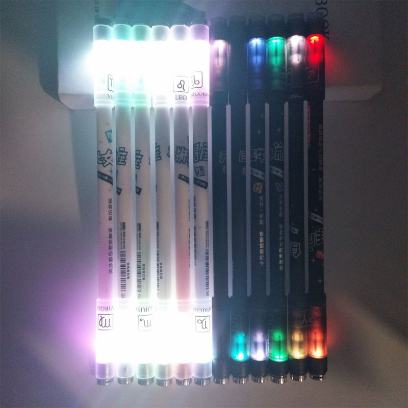 Cute Novel 12 Constellation Colorful Lights Rotating Gel Pen 0.5mm