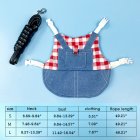 Denim Jacket Coat With Harness Leash Costume Clothes Pet Supplies For Rabbit Guinea Pig Hamster M size _Red Plaid