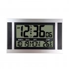 Digital Alarm Clock Battery Powered LCD High Definition Screen Wall/Desk Clock With Indoor Temperature Calendar silver black