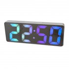 Digital LED Alarm Clock Mirror USB Battery Dual Power 2 Levels Adjustable Brightness Desk Clock For Office Travel White shell-colorful