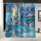 Dolphin Printing Shower Curtain/Toilet Lid Cover Bath Mat for Bathroom YL468_Shower curtain