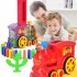 Domino Train Toy Set Rally Electric Train Model with 60 Pcs Colorful Domino Game Building Blocks Car Truck Vehicle Stacking 60pcs