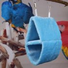 Double Layer Plush Nest Parrot Bird Hammock with Hanging Hook for Pet blue_25*15*33
