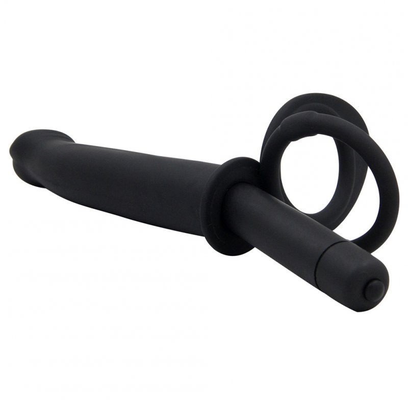 Double Penetration Vibrator Sex Toys Penis Vibrator Dildo Anal Plug for Men Black