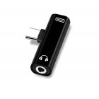 Dual Type C USB-C Earphone <span style='color:#F7840C'>Headphone</span> Audio Charging Charger Adapter Splitter Convertor for Xiaomi 6 6X 8 Note3 Mix 2 Huawei Mate 10 P20 black