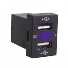 Dual Usb Car Charger Digital Voltmeter Display Real-Time Quick Charge Power Adapter Socket For Mobile Phone blue