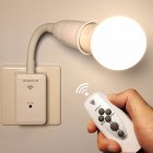 E27 LED Remote Control Plug Lamp Holder Light Base for Night Light Bedside Lamp (without Light Source) International standard flat plug, two inserts version