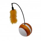 Electric Tumbler Luminous Vocal Rolling Ball with Feather Teaser Interactive Pet Toy for Cats White orange