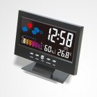 Electronic Digital LCD Desk Alarm <span style='color:#F7840C'>Clock</span> Thermometer Backlight Acoustic Control Sensing Weather Forecast Table <span style='color:#F7840C'>Clock</span> black