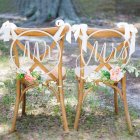 Exquisite Wooden Chair Back Hanging Pendant with Ribbon for Wedding Party Decoration