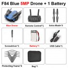 F84 Quadcopter Wireless RC Drone With 4K/5MP/0.3MP HD Camera WiFi FPV <span style='color:#F7840C'>Helicopter</span> Foldable Airplane For Children Gift Toy blue_5MP 1B