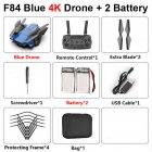 F84 Quadcopter Wireless RC Drone With 4K/5MP/0.3MP HD Camera WiFi FPV <span style='color:#F7840C'>Helicopter</span> Foldable Airplane For Children Gift Toy blue_4K 2B