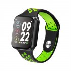 F9 Smart Bracelet Full Color Screen Touch Smartwatch Multiple Motion Patterns Heart Rate Blood Pressure <span style='color:#F7840C'>Sleep</span> Monitor Black shell black green belt