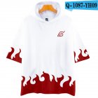 Fashion 3D Anime Naruto Pattern Color Hooded Short Sleeve T-shirt Q-1087-YH09 white_M